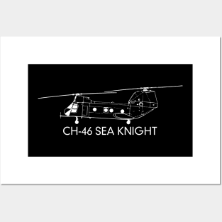 CH-46 Sea Knight Tandem-rotor Transport Helicopter Posters and Art